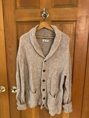 Line & Trade Men's Shawl Collar Button Cardigan - Light Taupe